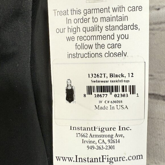 Instant Figure Swimwear Tankini Top Slimming Compression Black Size 10 NWT - Picture 7 of 7